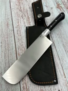 Кухонный нож "Накири" цельнометаллический сталь 95х18 накладки G10 черные (распродажа)