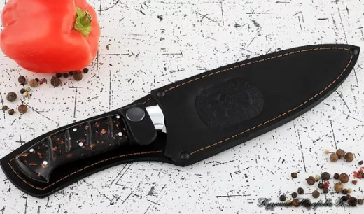 Кухонный нож Шеф № 12 сталь 95Х18 рукоять акрил коричневый