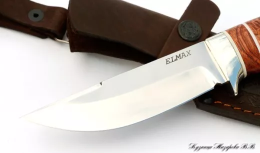 Нож Гепард ELMAX мельхиор наборная стабилизированная карельская береза