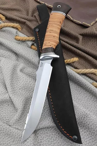Нож Рыбак 2 сталь сталь кованая х12мф с крючком рукоять береста