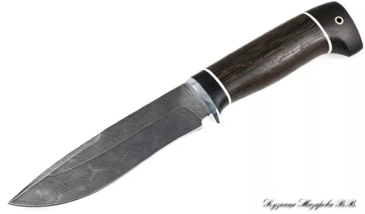 Нож Варан дамаск черный граб венге