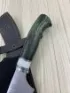 Кухонный нож Шеф № 13 дамаск никелированный рукоять стабилизированная карельская береза зеленая