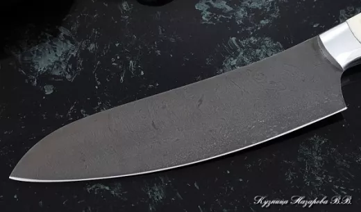 Кухонный нож Шеф № 11 сталь Х12МФ рукоять акрил белый