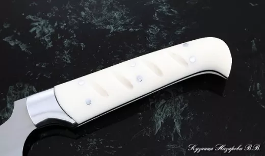 Кухонный нож Шеф № 15 сталь 95Х18  рукоять акрил белый