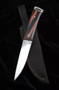 Нож №41 D2 цельнометаллический рукоять G10 чернооранжевая