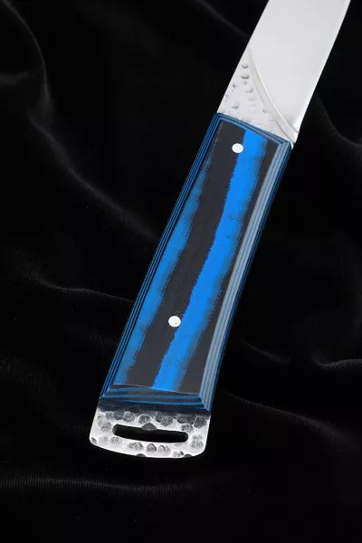 Нож №41 D2 цельнометаллический рукоять G10 черносиняя
