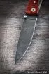 Нож складной Походный сталь дамаск рукоять акрил красный