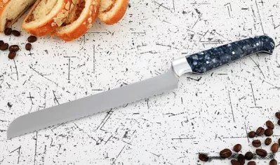 Кухонный нож Шеф № 15 сталь 95Х18  рукоять акрил коричневый