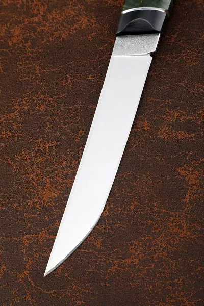Нож Шаман 95Х18 рукоять G10 черная, карельская береза зеленая, черный граб