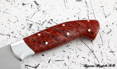 Кухонный нож Шеф № 12 сталь 95Х18 рукоять акрил красный