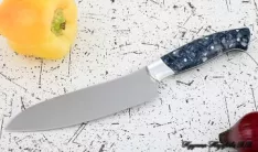 Кухонный нож Шеф № 10 сталь 95Х18 рукоять акрил синий