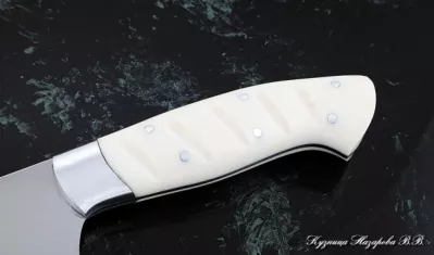 Кухонный нож Шеф № 14 сталь 95Х18 рукоять акрил белый