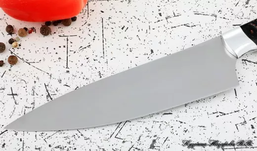 Кухонный нож Шеф № 12 сталь 95Х18 рукоять акрил коричневый