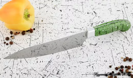 Кухонный нож Шеф № 12 сталь 95Х18 рукоять акрил зеленый