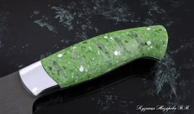 Кухонный нож Шеф № 11 сталь Х12МФ рукоять акрил зеленый