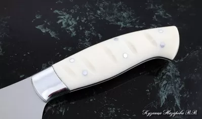 Кухонный нож Шеф № 10 сталь 95Х18 рукоять акрил белый