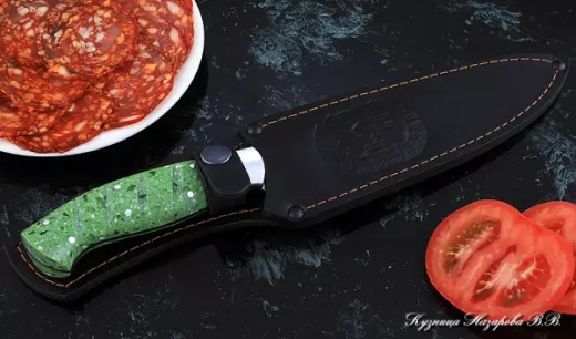 Кухонный нож Шеф № 9 сталь 95Х18 рукоять акрил зеленый