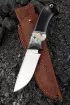 Нож Ловчий S390 рукоять зуб мамонта стабилизированный черный граб