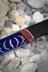Нож Штык дамаск торцевой с воронением черный граб резной