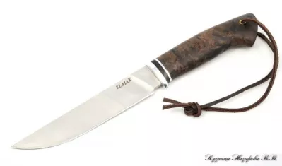 Нож Засапожный сталь ELMAX - сатин рукоять карельская береза (коричневая)