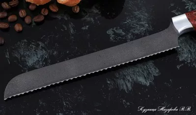 Кухонный нож Шеф № 15 сталь Х12МФ рукоять акрил красный
