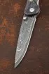 Нож складной Аист дамаск ламинированный накладки карельская береза фиолетовая карбон