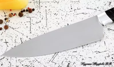 Кухонный нож Шеф № 12 сталь 95Х18 рукоять акрил черный