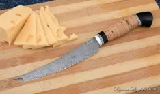 Кухонный нож Шеф № 4 сталь К340 рукоять береста черный граб