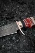 Нож Сапер дамаск торцевой мокуме-гане карельская береза фиолетовая кость мамонта красная
