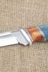 Нож Боец Sandvik рукоять стабилизированная карельская береза синяя акрил янтарный