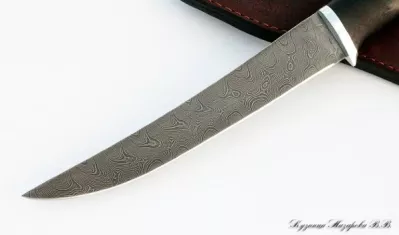 Нож Касатка средняя филейный дамаск черный граб