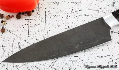 Кухонный нож Шеф № 12 сталь Х12МФ рукоять акрил коричневый