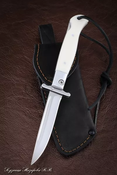 Нож Финка НКВД складная сталь х12мф накладки акрил белый
