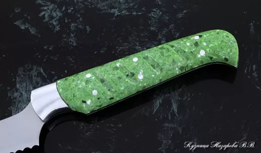 Кухонный нож Шеф № 15 сталь 95Х18 рукоять акрил зеленый