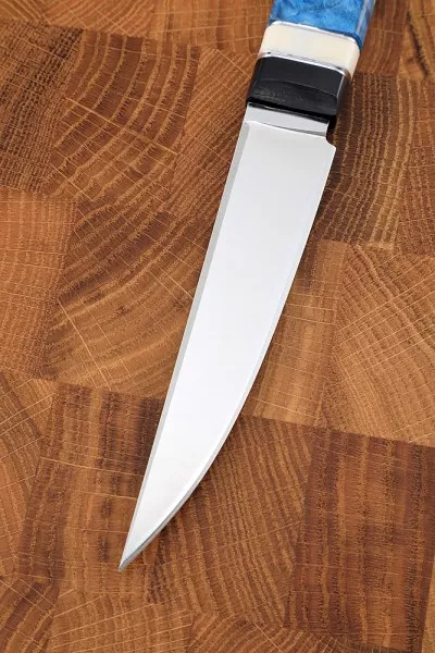 Нож Джур М390 рукоять G10 черная, рог лося, карельская береза синяя