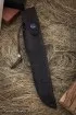 Нож Вепрь дамаск ламинированный с воронением карельская береза коричневая акрил