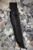 Нож Штык дамаск торцевой с воронением черный граб резной