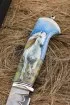 Нож Мустанг ZDP-189 глубокое травление ламинирован N690 бивень моржа серебро с рисунком