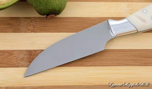 Кухонный нож Шеф № 1 сталь 95Х18 рукоять акрил белый