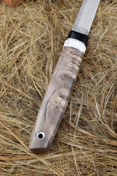 Нож Сойка Elmax рукоять G10 черная, рог лося, карельская береза коричневая