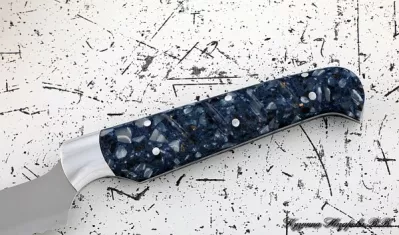 Кухонный нож Шеф № 15 сталь 95Х18  рукоять акрил синий