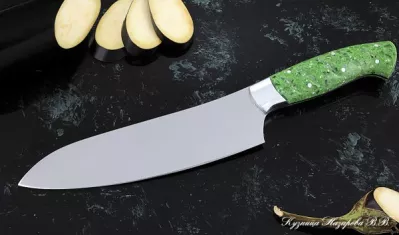Кухонный нож Шеф № 11 сталь 95Х18 рукоять акрил зеленый