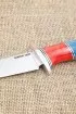 Нож Игла Sandvik рукоять ясень стабилизированный синий акрил красный