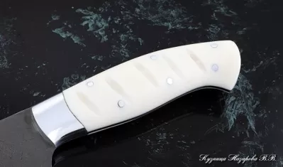 Кухонный нож Шеф № 11 сталь Х12МФ рукоять акрил белый
