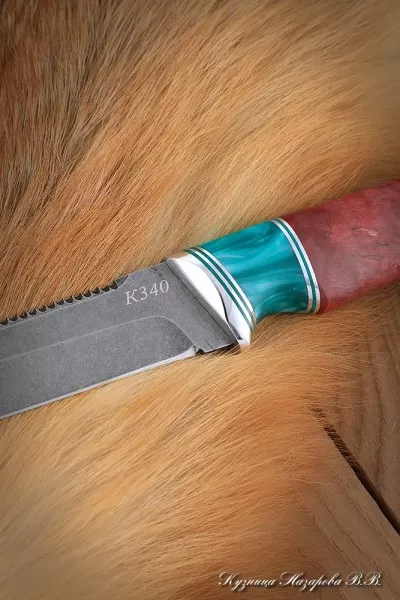 Нож Рыбак К340 карельская береза красная искусственный камень