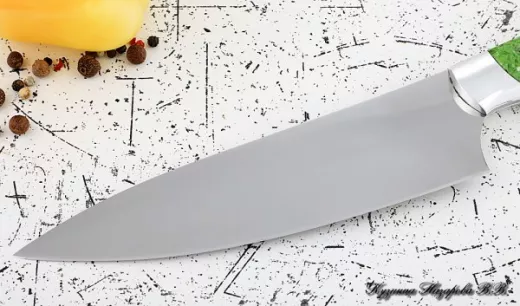 Кухонный нож Шеф № 12 сталь 95Х18 рукоять акрил зеленый