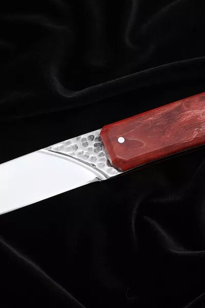 Нож №40 D2 цельнометаллический рукоять карельская береза красная