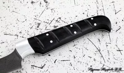 Кухонный нож Шеф № 15 сталь Х12МФ рукоять акрил черный