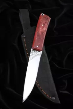 Нож №40 D2 цельнометаллический рукоять карельская береза красная