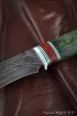 Нож Варан дамаск камень карельская береза зеленая акрил